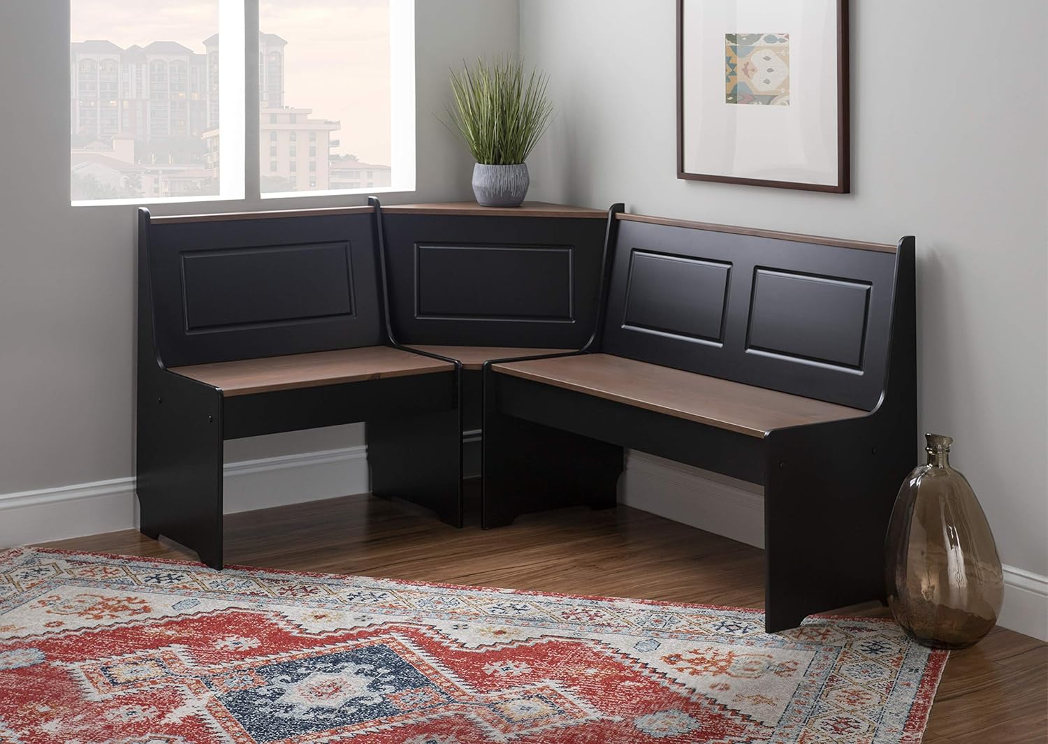 Linon Black and Pecan Breakfast Dining Set Ardmore Nook