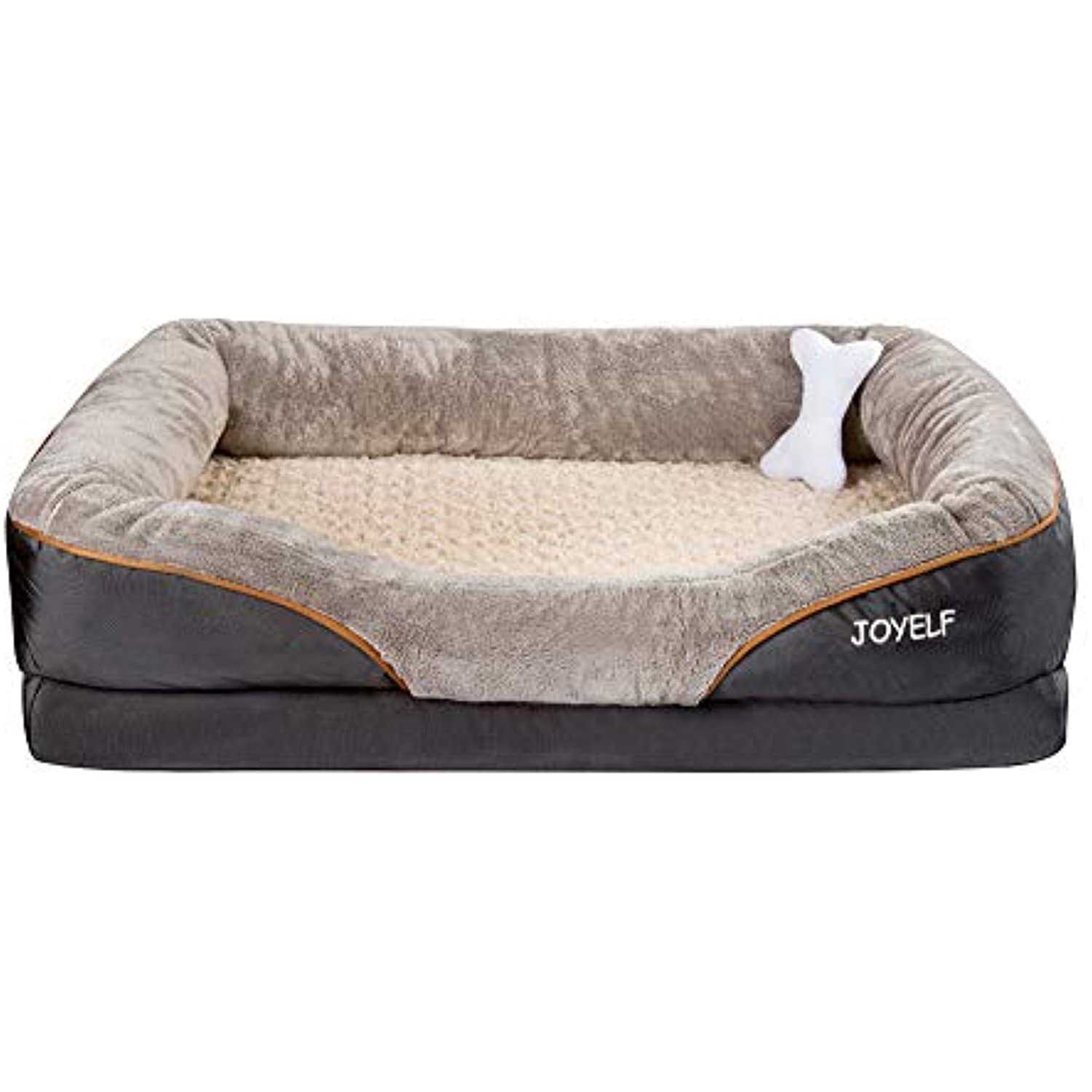 Joyelf Large Memory Foam Dog Bed, Orthopedic Dog Bed &amp; Sofa with Removable Washable Cover and Squeaker Toy as Gift - Pet Supplies online store