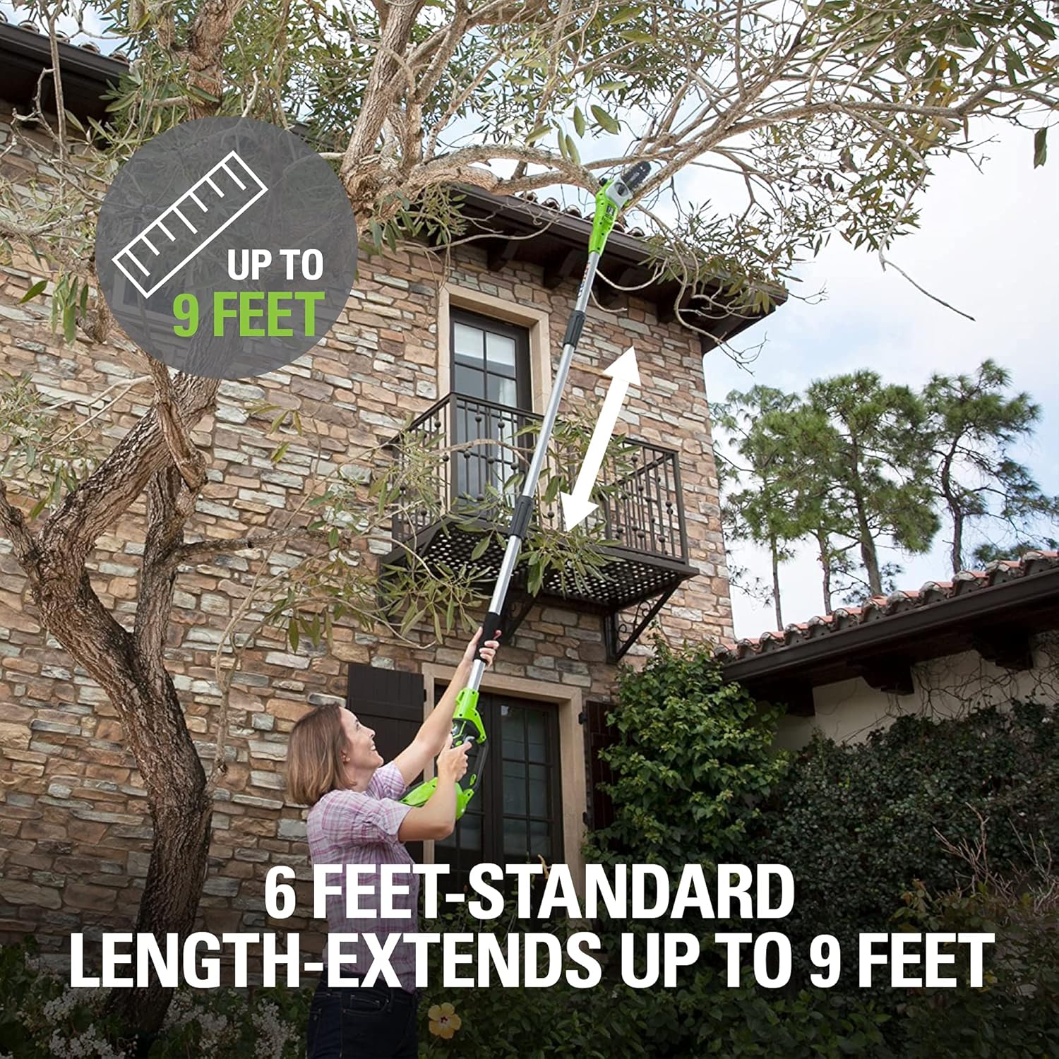 Greenworks 40V 8-Inch Cordless Pole Saw, Battery and Charger Not Included, 20302 Pack of 2