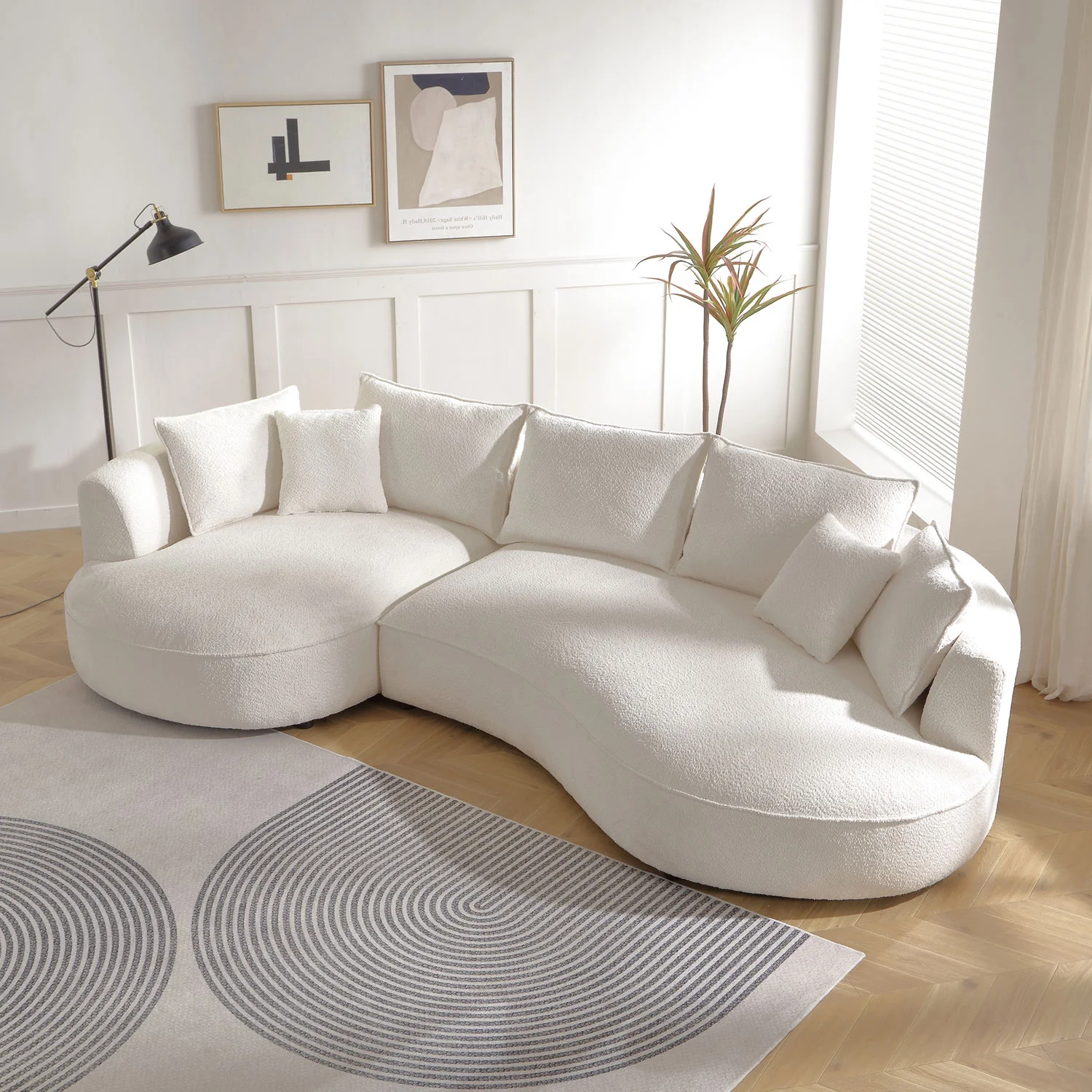 Kevinplus Modern Vintage Velvet Sectional Sofa With Artful Curved, Large Seating for Living Rooms and Home Offices,Chaise Longue on the Right