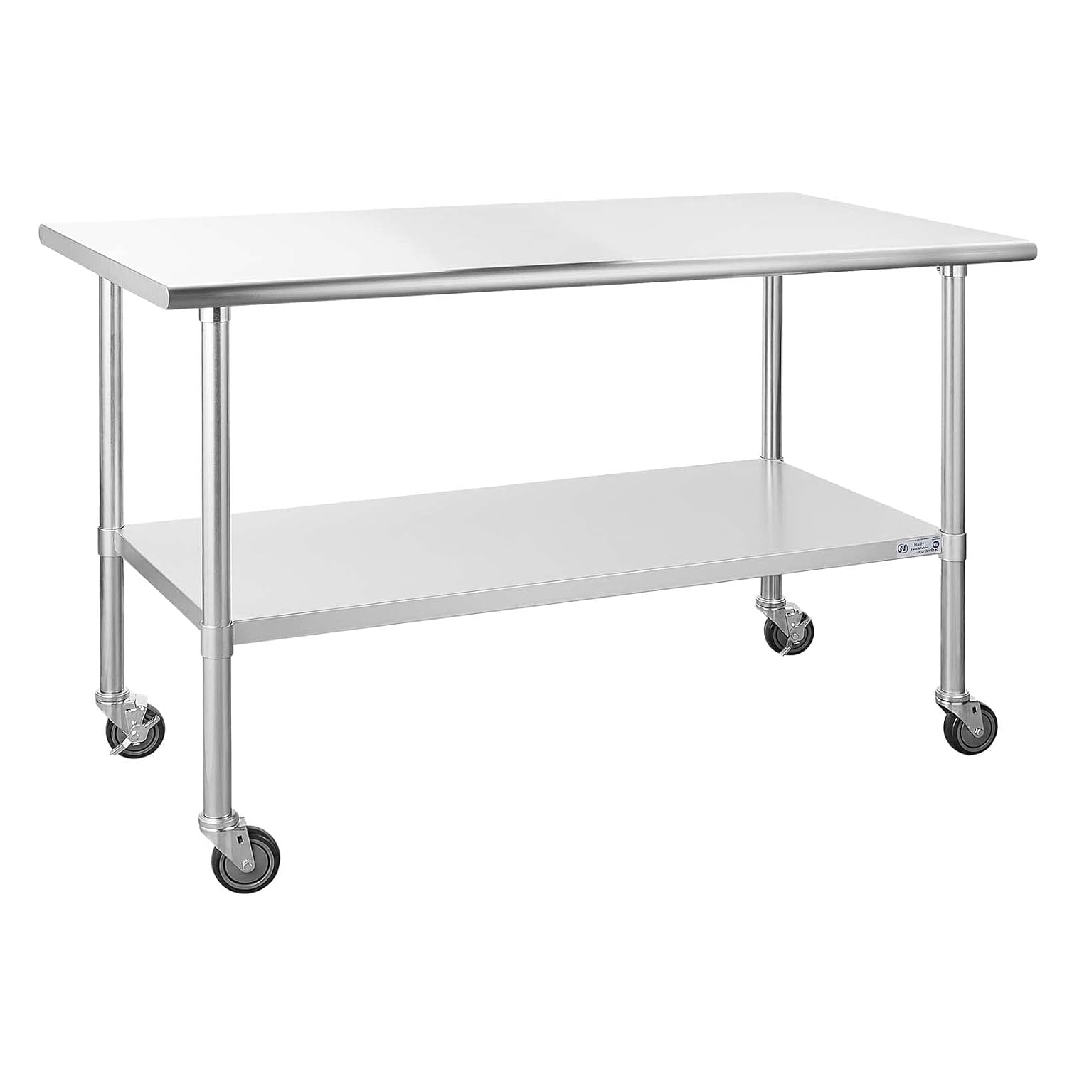 Hally Stainless Steel Table for Prep & Work 24 x 36 Inches with Caster Wheels, NSF Commercial Heavy Duty Table with Undershelf and Galvanized Legs for Restaurant, Home and Hotel