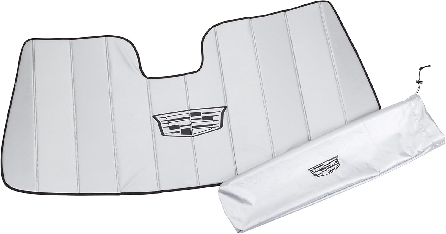 GM Accessories 23433488 Front Sunshade Package in Silver with Black Cadillac Logo