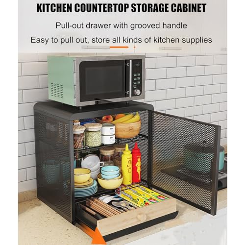 Kitchen Pantry Cabinet Countertop Storage Cabinet, Freestanding Utility Cupboard Dining Compact Shelving Sideboard, Multi purpose Organizer Mini Cabinet for Spice Seasoning Bottles Dishes Bowls