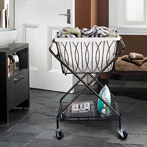 Artesa Verona Collapsible Laundry Cart with Basket