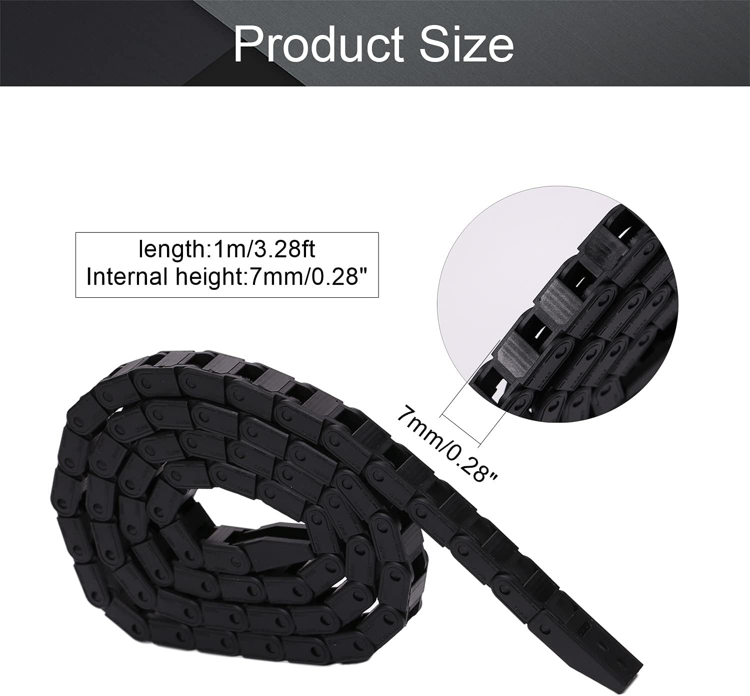 Fielect Drag Chain Cable Carrier Open Type with End Connectors R100 35X100mm 1 Meter Plastic for Electrical CNC Router Machines Black 1Pcs