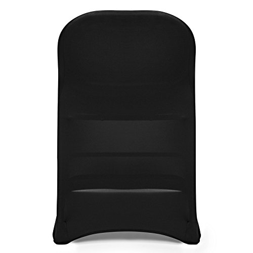Lann's Linens 100 pcs Black Spandex Folding Chair Covers for Wedding, Party, and Banquet