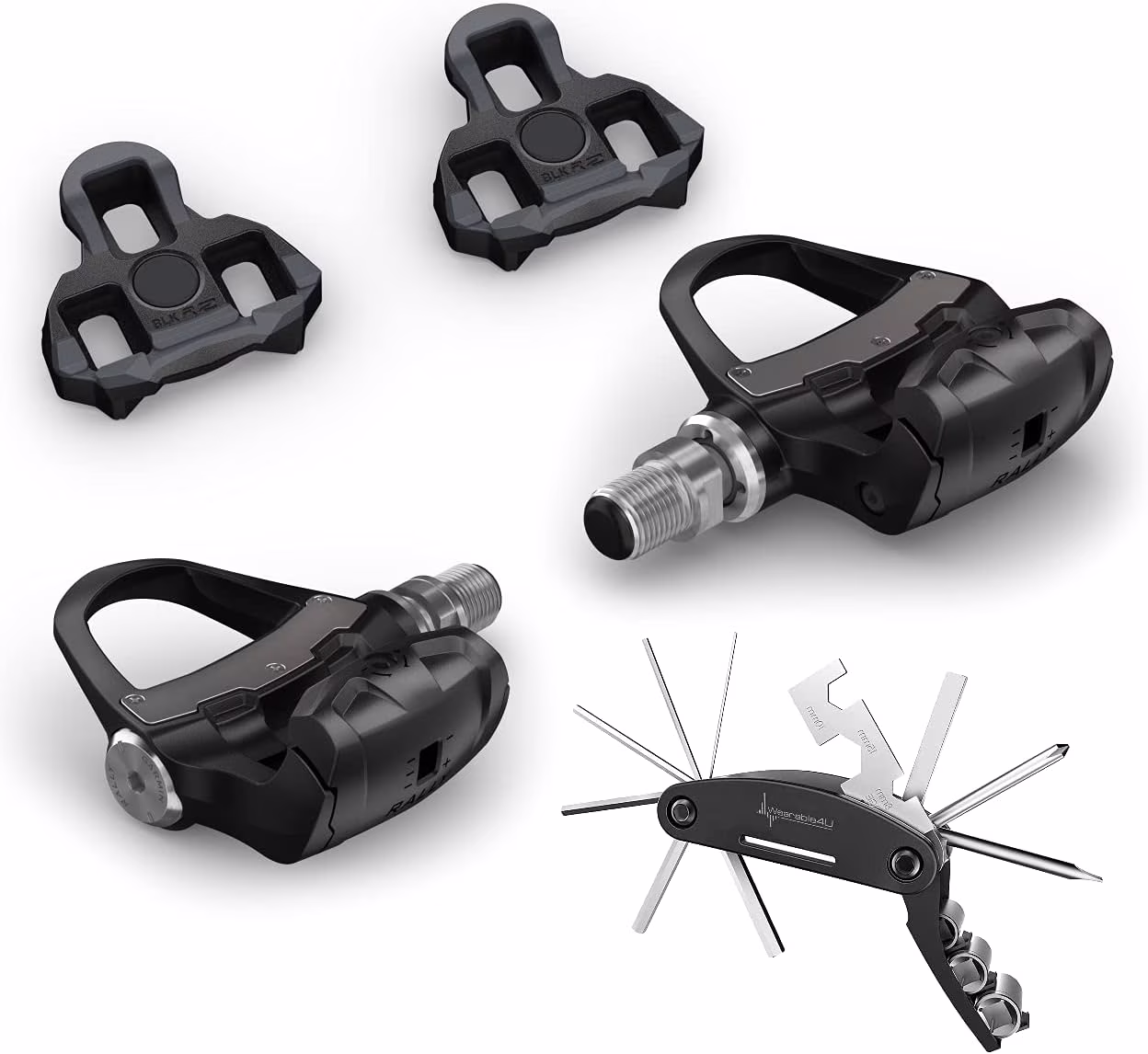 Garmin Rally RK100, Single-Sensing Power Meter with Six Degree Float replacement Cleats and Wearable4U Bike Multi-Tool Bundle