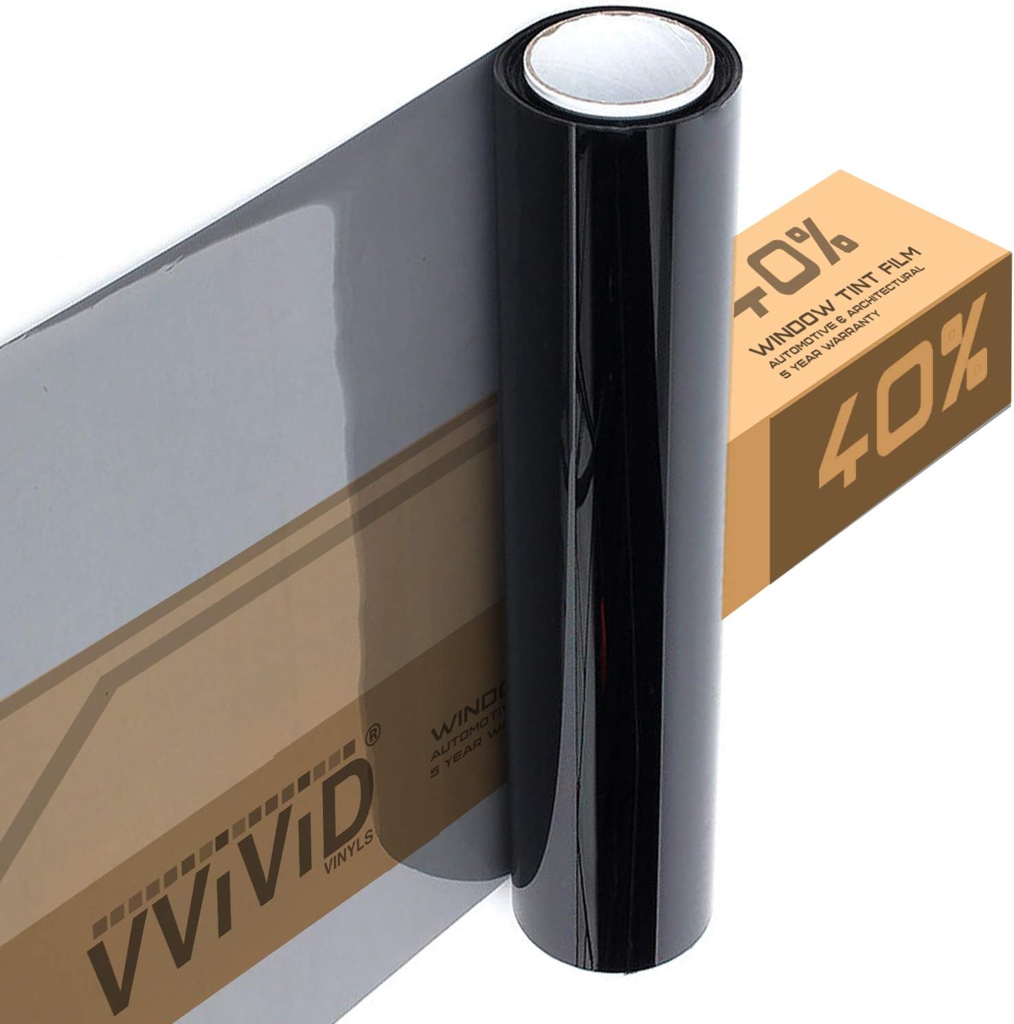 VViViD Window Tint Film 10 Feet x 5 Feet (50 Square Foot) Tinting Shade 40 Percent Vlt Pack of 2