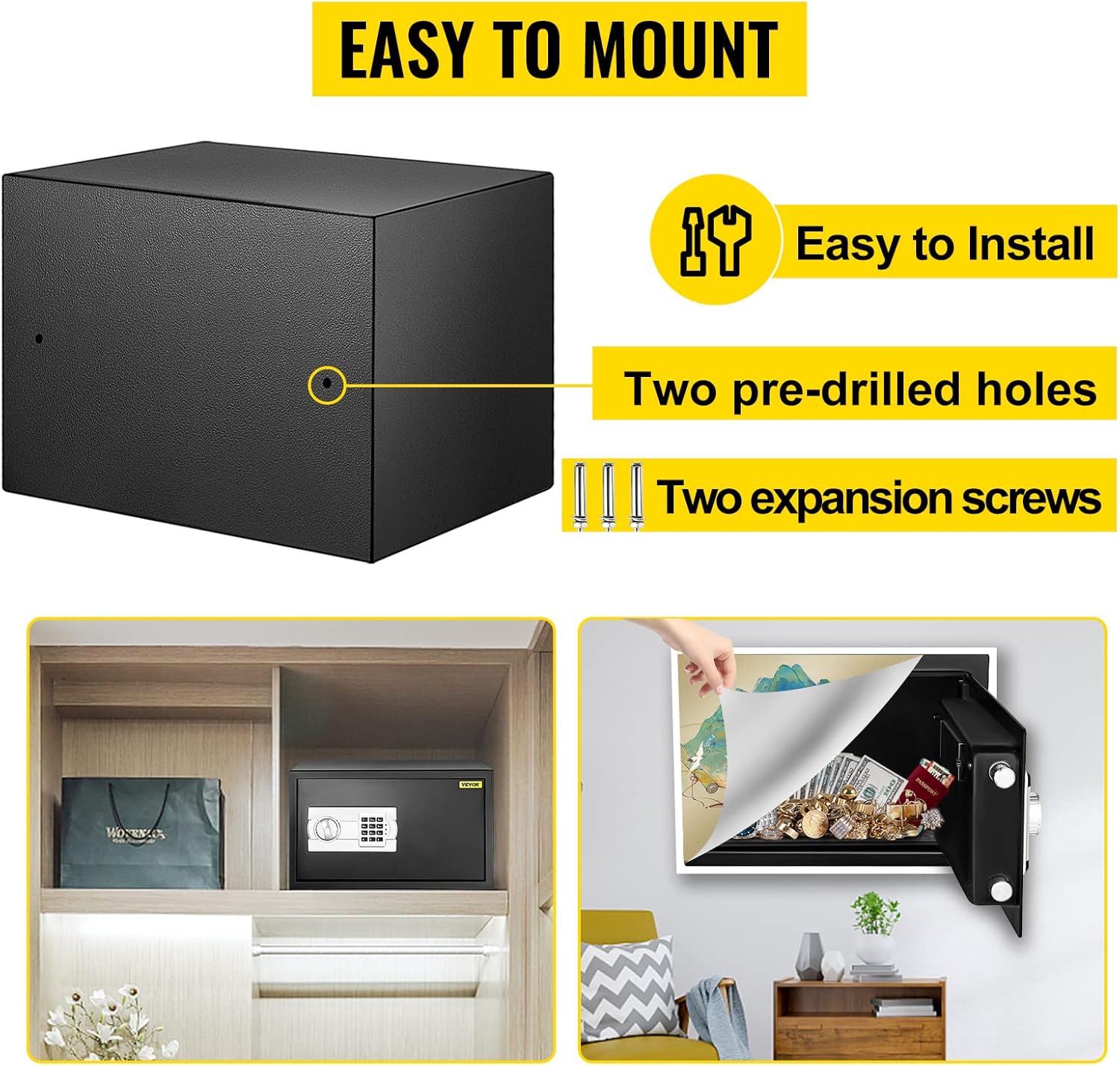 VEVOR Digital Depository Safe 1.7 Cubic Feet Made of Carbon Steel Electronic Code Lock Depository Safe with Deposit Slot with Two Emergency Keys Depository Box for Home Hotel Restaurant and Office