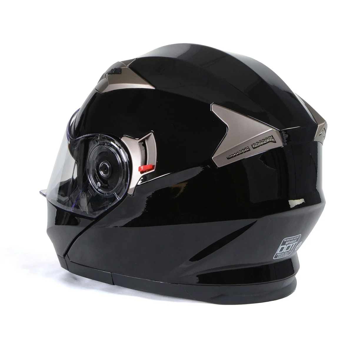 Milwaukee Helmets MPH9806DOT 'Ionized' Gloss Black Advanced Motorcycle Modular Helmet for Men and Women Biker w/ Drop Down Visor Medium