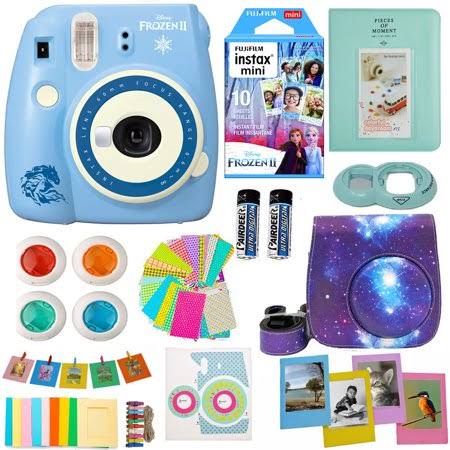 Fujifilm Instax Mini 9 Camera Frozen 2 + Bundle Includes; Instant Camera + Fuji Instax Film (10 PK) + Sky Camera Case + Frames +