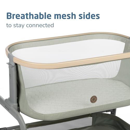 Maxi-Cosi Iora Bassinet Classic Oat: Portable Baby Bassinet, Infant Bedside Sleeper Crib, Height Adjustable, Breathable Mesh, Large Storage Basket