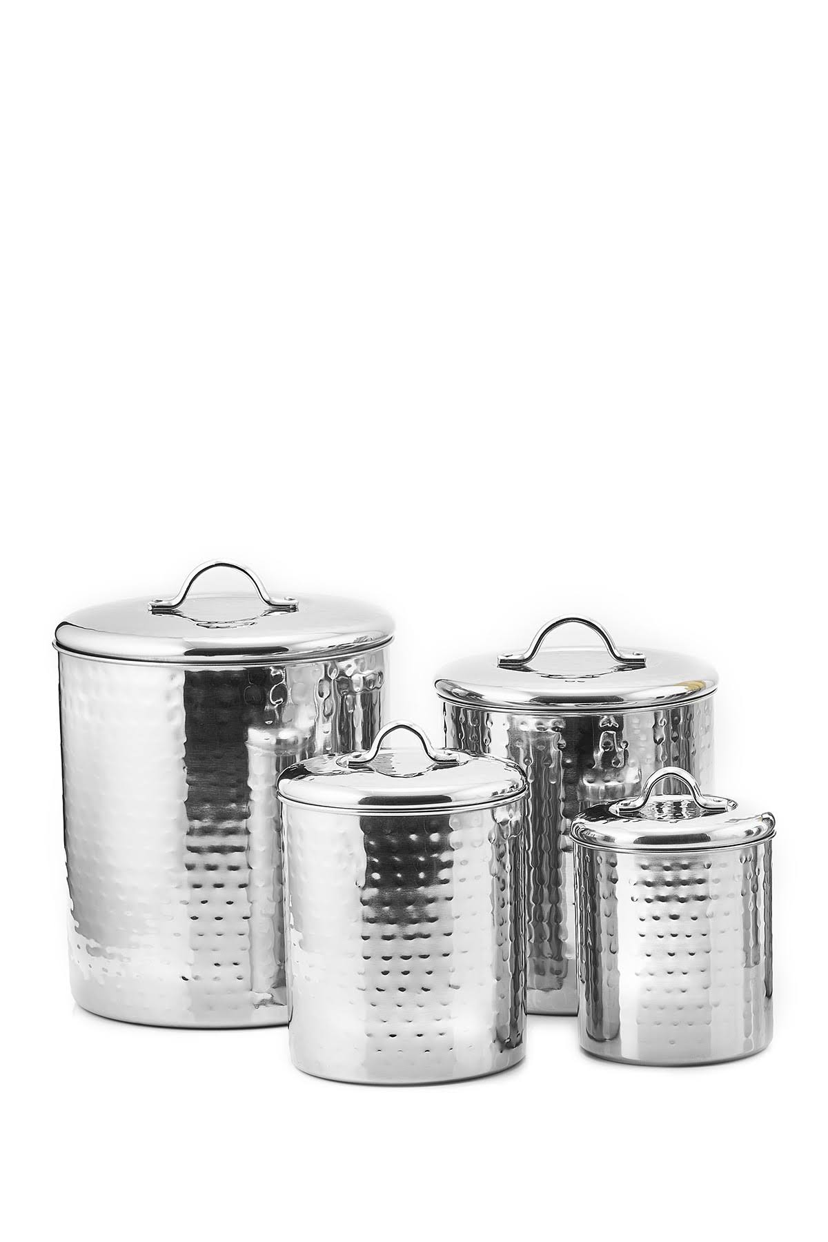 Old Dutch 4 Piece Hammered Stainless Steel Canister Set