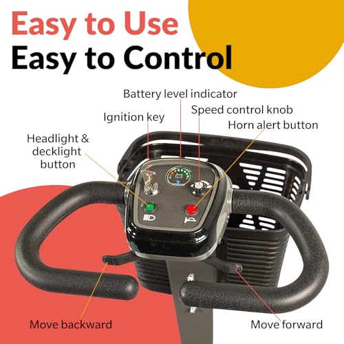 Cruiser Powered Mobility Scooters with Lengthened Legroom, 3.75MPH Max Speed & Up to 15 Miles Range, 180W Electric Scooter for Adults Seniors with Height-Adjustable Seat, Detachable Armrest