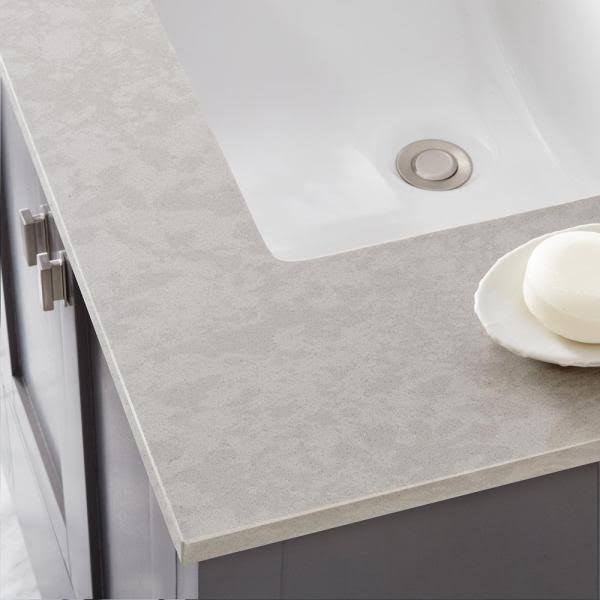Home Decorators Collection 61 in. W x 22 in. Engineered Marble Vanity Top in Dunescape with White Double Trough Sink 62390