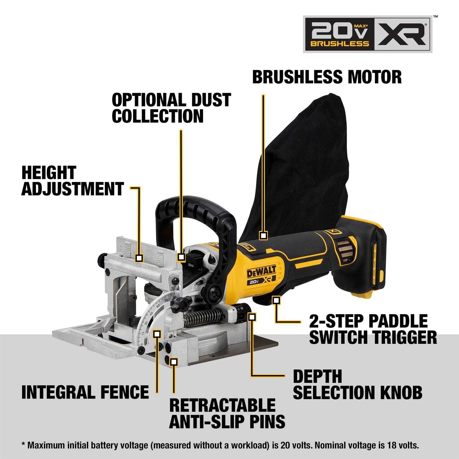 DeWalt DCW682B 20V MAX XR Brushless Cordless Biscuit Joiner