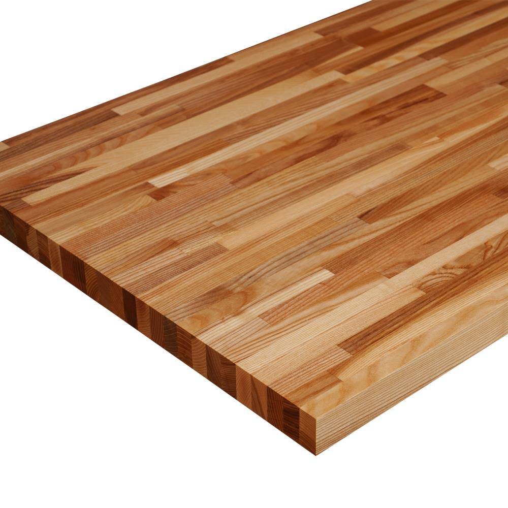 Sparrow Peak Ash 6-ft Natural Straight Butcher Block Ash Kitchen Countertop in Brown | A1753972