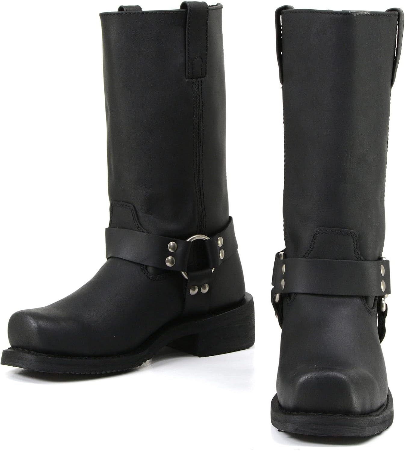 Milwaukee Motorcycle Clothing Company MB410EEE Men's EEE Wide Black Classic Harness Motorcycle Leather Boots - 11 EEE