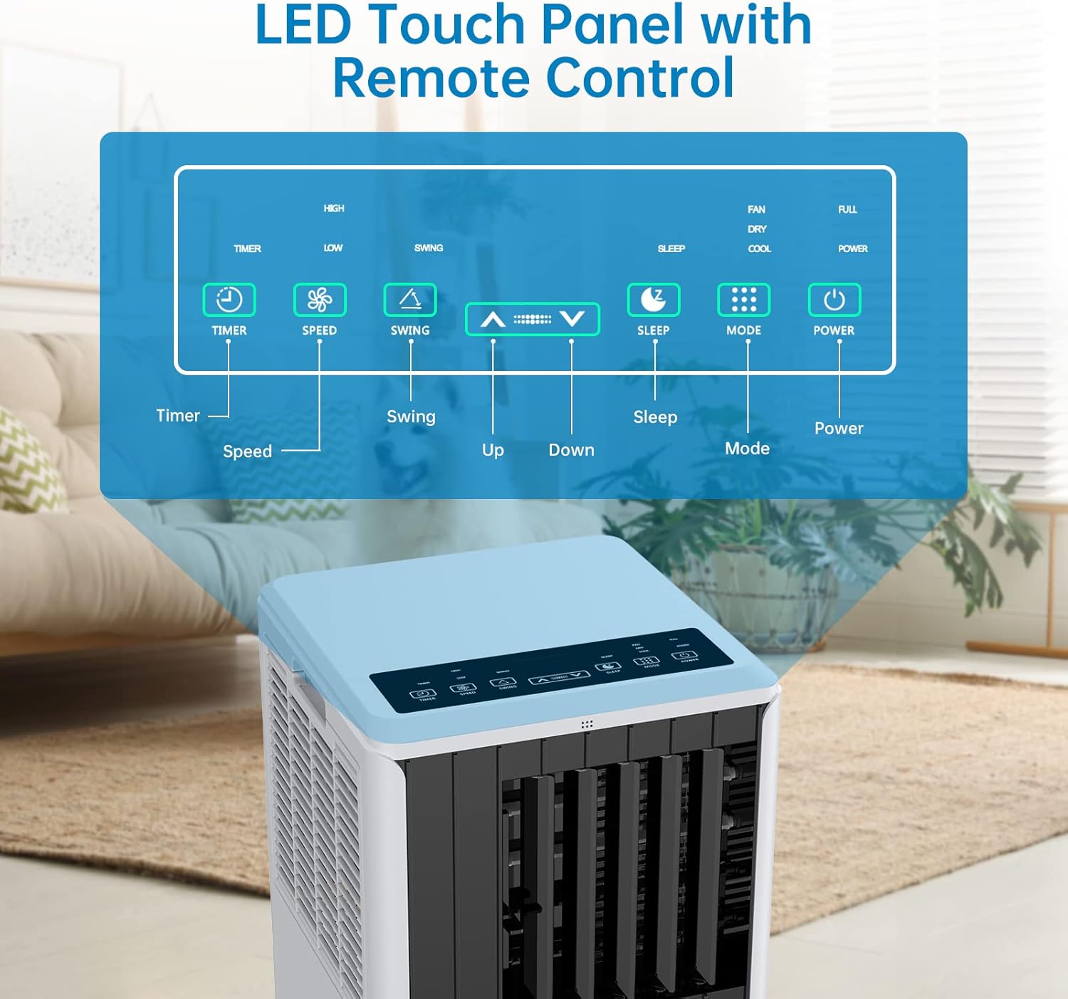 8000 BTU Portable Air Conditioner Unit, Air Conditioner with Remote Control, Cool, Fan and Dry Function, Sleep Mode/24Hrs Timer, Quiet Operation, 110-115V, Cools 350 Sq.ft