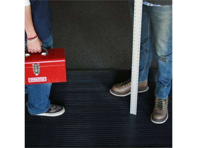 Rubber-Cal 03_168_W_CO_10 Black Composite Rib Corrugated 4 ft x 10 ft Anti-Slip Rubber Floor Mat