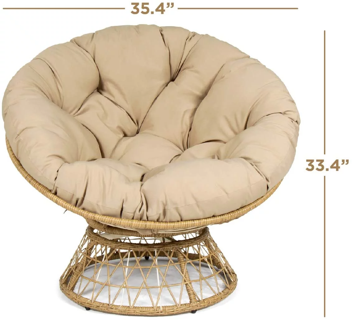 Milliard Papasan Chair with 360-Degree Swivel, Wood, Color - Tan