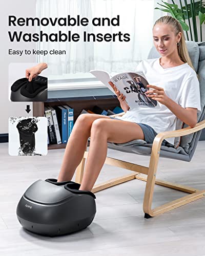 RENPHO Foot Massager Machine with Heat, Shiatsu Deep Kneading Foot Massager, Foot Care, Electric Foot Massage, Birthday Gifts for Women Men, Fits Feet Up to Men Size 12, Black