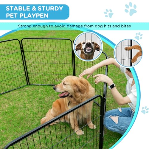 BestPet Dog Playpen Indoor 40 inch 16 Panels Metal Dog Pen Pet Dog Fence Outdoor Exercise Pen with Doors,Pet Puppy Playpen for RV Camping Yard, Black