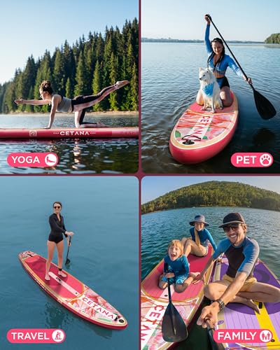 CETANA 11'6×35" Extra Wide Stand Up Paddle Board for Adults & Youth, 400lb Capacity Inflatable Paddle Board, Sup for 2+1 Person with Removable US Fin, 100L Backpack, Floating Paddle, Safety Leash