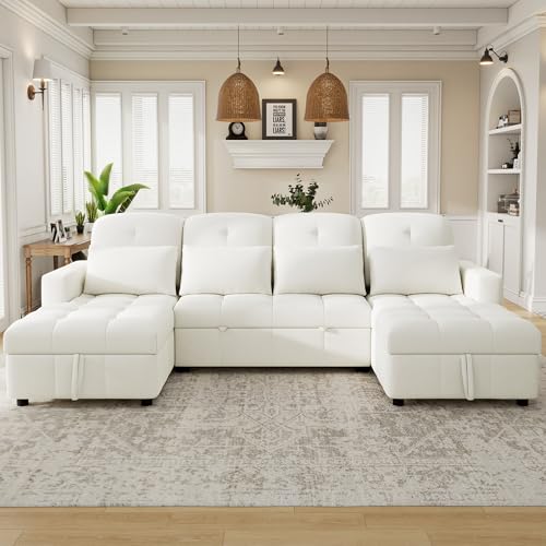 Oversized U-Shaped Sectional Sofa Couch Plush Corduroy Upholstered Modular Deep Seat Sofa&Couch Sectional W/Right Facing Chaise Lounge and 7 Toss Pillows for Home Apartment Living Room Furniture Sets