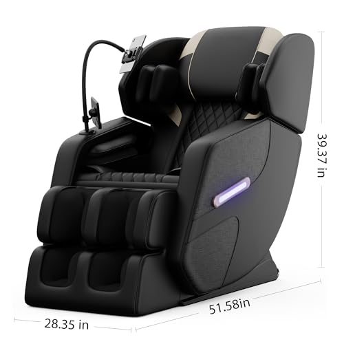 Massage Chair Full Body, Zero Gravity Massage Chair with Auto Modes, Airbag Massage, 6 Fix Point Rollers, Foot Massage, Heating, Touch Screen Controller, Gray Home Relaxation Recliner with Massage