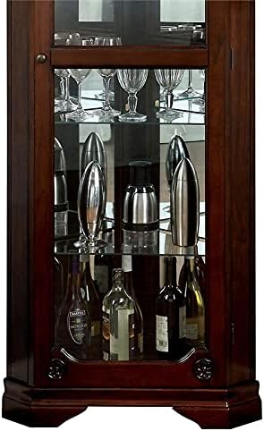 Furniture of America Lennie Wood Corner Curio Cabinet with Glass Door in Walnut