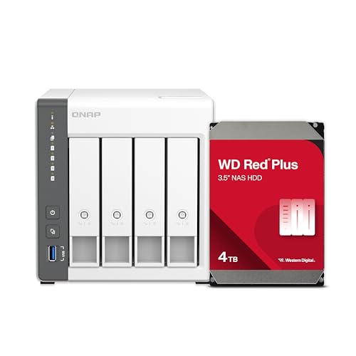 QNAP 4 Bay NAS with 12TB Storage Capacity, Preconfigured RAID 5 Seagate IronWolf Drives Bundle, 2.5GbE Ports (TS-433-4G-44ST-US)
