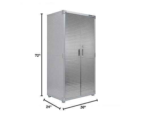 Seville Classics UltraHD Solid Steel Lockable Metal Storage Cabinet Locker Organizer, w/Adjustable Shelves for Garage, Warehouse, Office, Classroom, Granite, 48" W x 24" D x 72" H