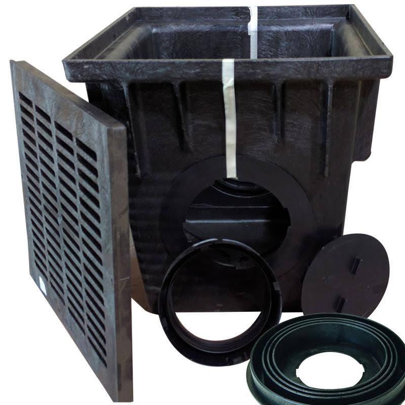 NDS 24x22 Catch Basin Kit with Black Plastic Grate