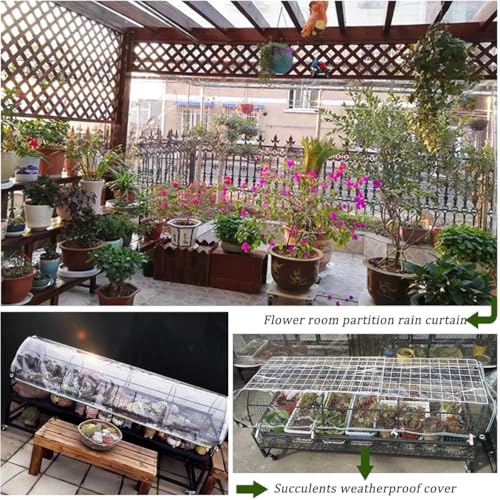 Clear Waterproof Tarpaulin with Grommets, Weatherproof Partition Curtains,0.35mm Foldable Protective Tarpaulin for Greenhouse Garden Pergola Patio,3 * 4M,Clear