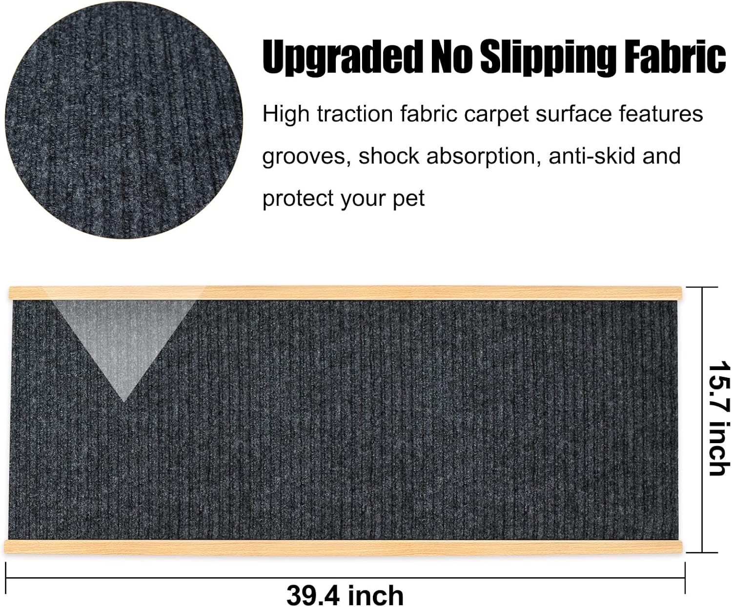 Peclot Adjustable Pet Ramp, Folding Portable Natural Wooden Ramp for All Dogs & Cats, Non Slip Carpet Surface Ramp for Bed, Couch &Car, 40” Long and Height Adjustable from 9” to 24, Up to 100 Lbs