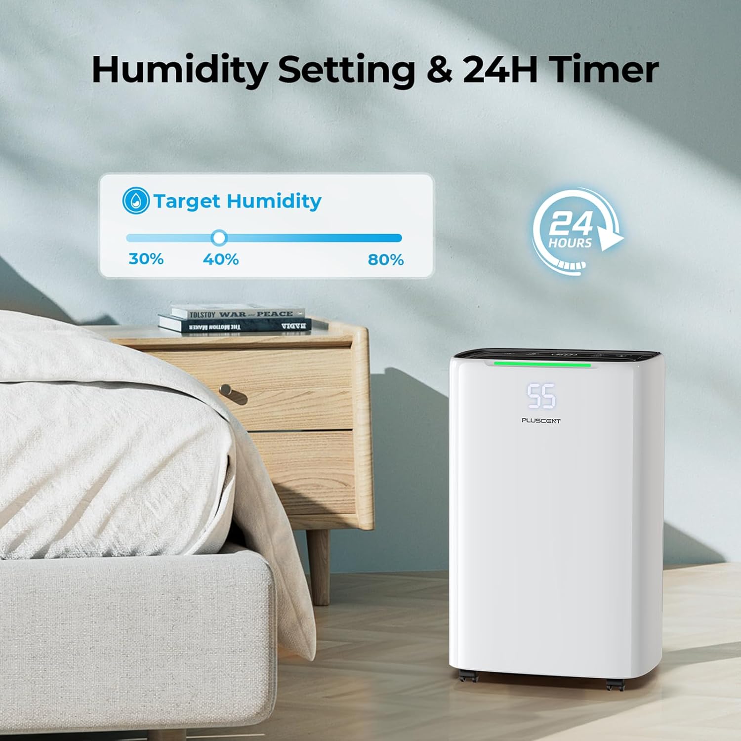 5000 Sq.ft Dehumidifier for Basement, 52 Pints Dehumidifiers with Drain Hose for Home Large Room Bedroom, Quietly Moisture Removal, Intelligent Humidity Control, 4 Operation Modes, 24H Timer