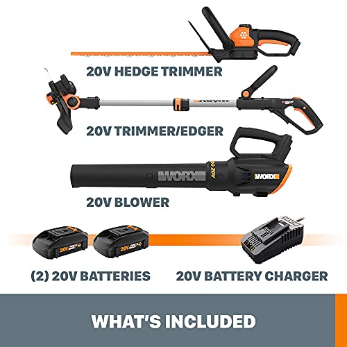 Worx 20V GT 3.0 + Turbine Blower + Hedge Trimmer (Batteries & Charger Included)