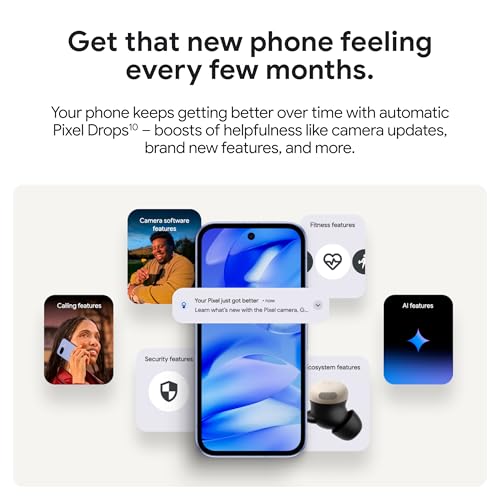 Google Pixel 9a with Gemini - Unlocked Android Smartphone with Incredible Camera and AI Photo Editing, All-Day Battery, and Powerful Security - Iris - 128 GB