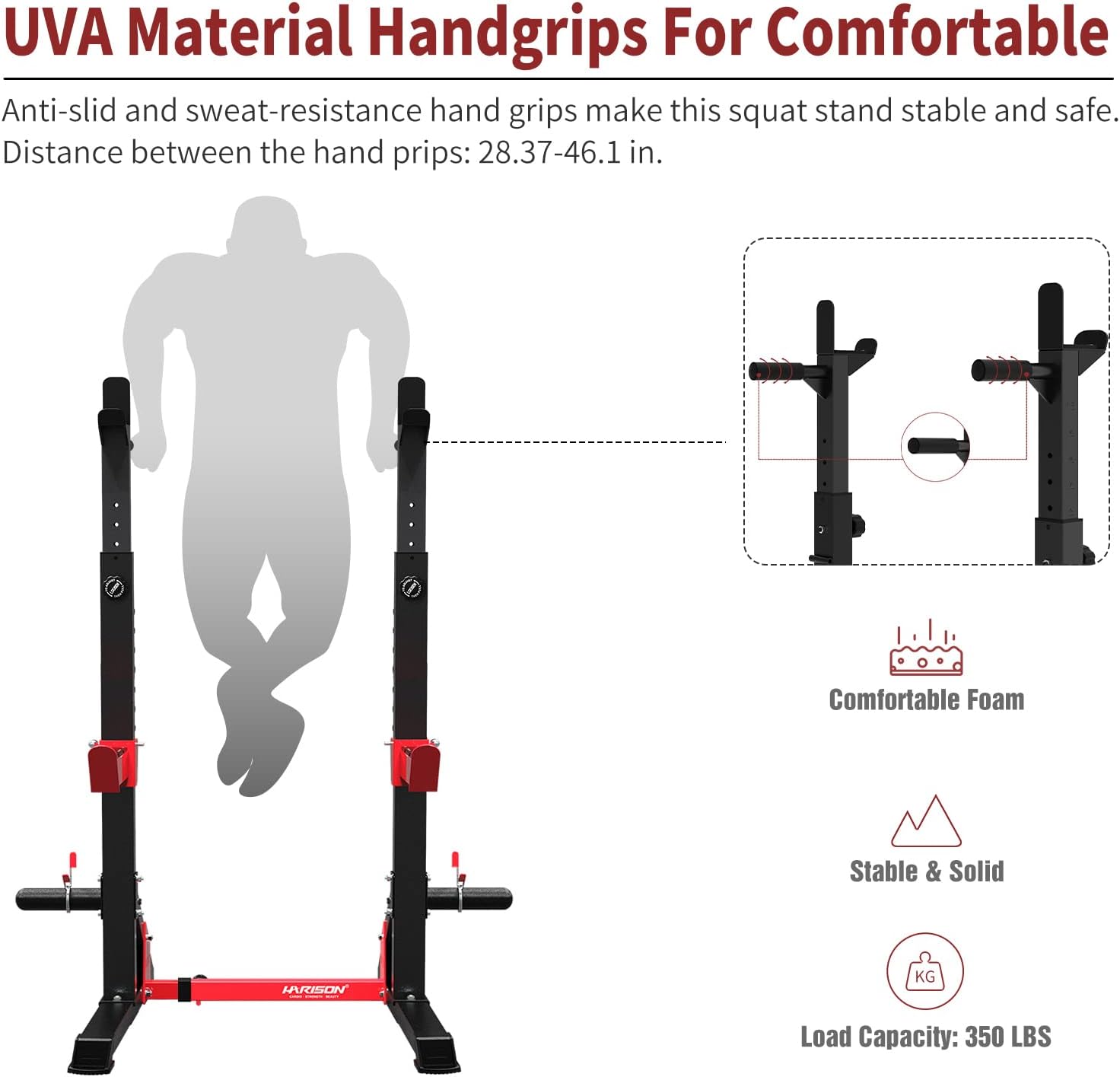 HARISON Squat Rack Adjustable Power Rack Heay Duty Bench Press Rack Stand Stable Dip Bar Station for Home Gym(HR-30812)