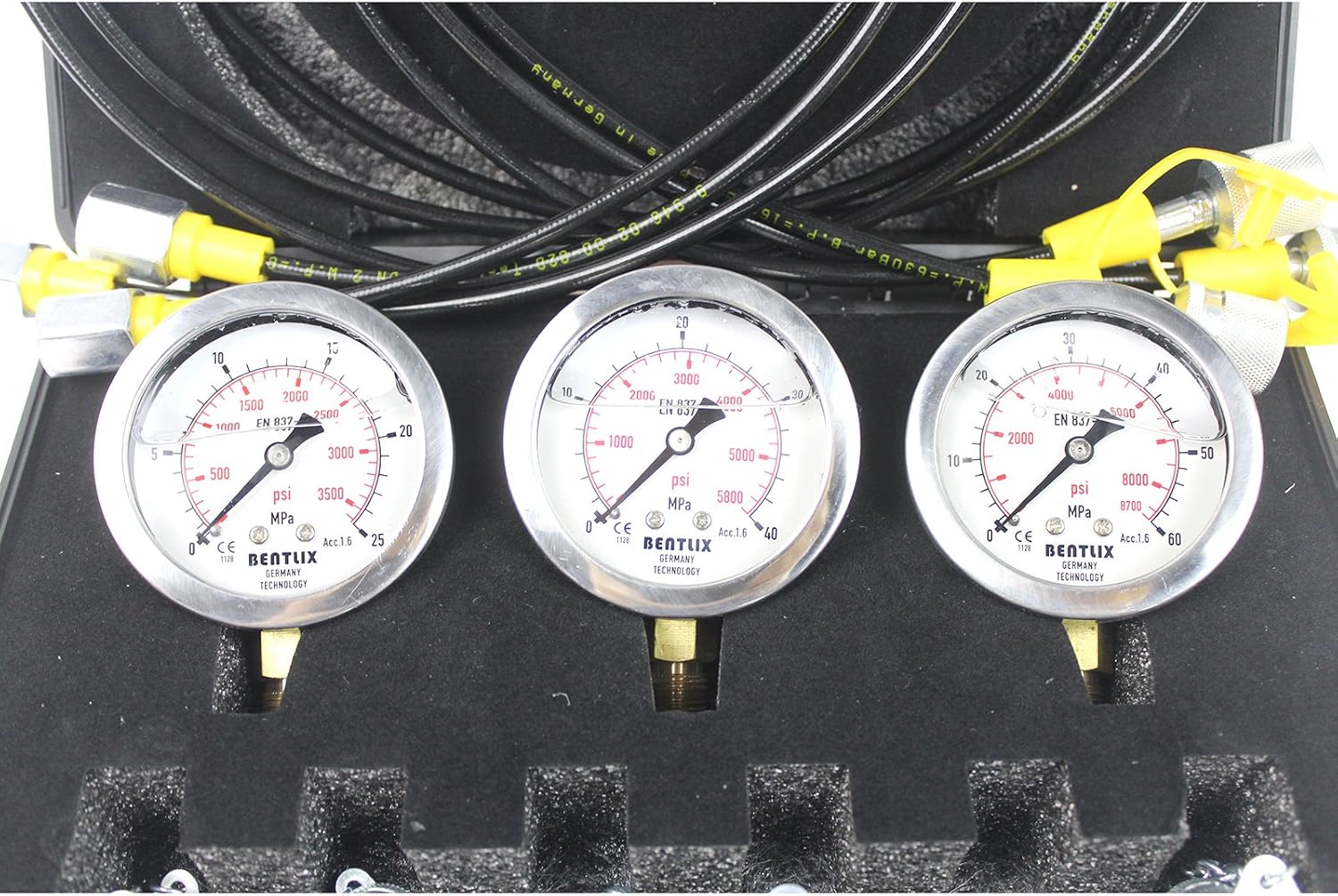 Upgraded Version Hydraulic Pressure Gauge Kit - SINOCMP Excavator Hydraulic Kit Stainless Steel Pressure Gauge Test Gauge Kit for Excavators, 2 Years Warranty