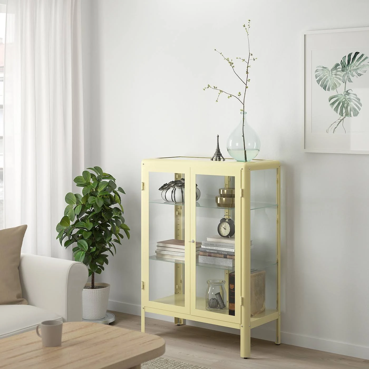 IKEA - FABRIK?R Glass-Door Cabinet, Light Yellow, 31 7/8x44 1/2