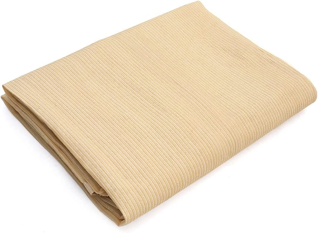 Shatex 90% Shade Fabric Sun Shade Cloth Taped Edge with Grommets Sun-Block Mesh Shade for Pergola Cover Canopy 12&rsquo; x 20&rsquo;, Wheat, 12 Bungee Balls