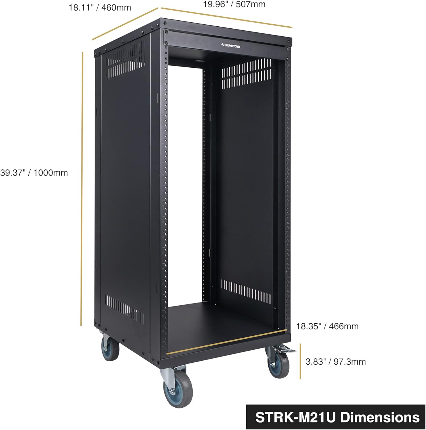 Sound Town 30U Universal Steel Rack, w/ 3 Locking Casters, Vented Side Panels for Audio Video, Server and Network Equipment (STRK-M30U)