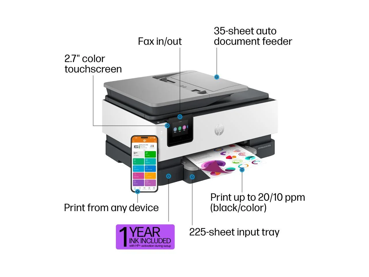 HP OfficeJet Pro 8139e All-in-One Printer with 1 Year of Instant Ink with HP+