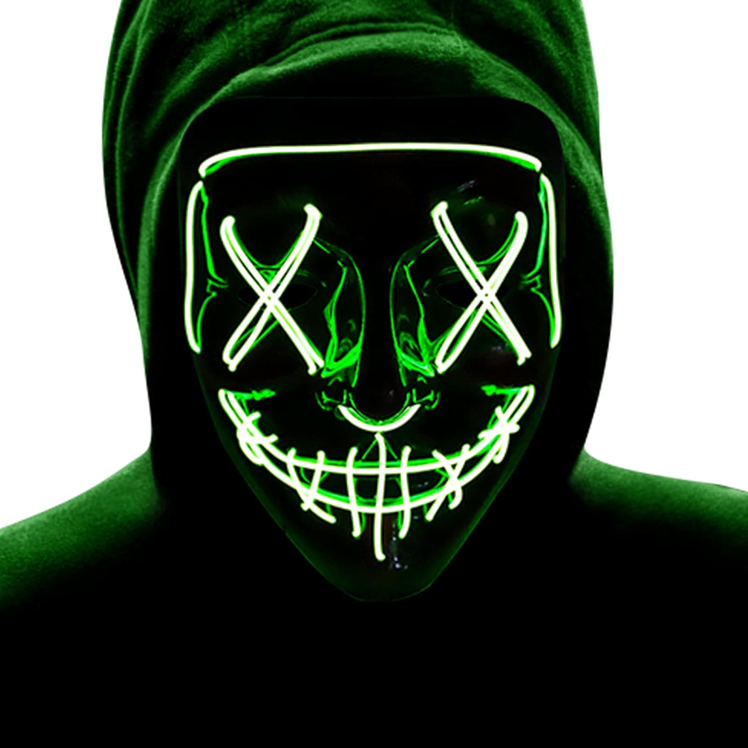 Halloween Mask Light Up, Hacker Purge Mask, Scary LED Mask for Cosplay Costumes Festival Carnival Party Gifts Kids Men Women