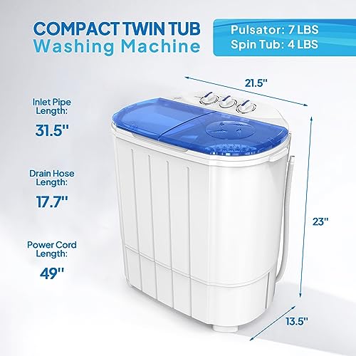 ROVSUN Portable Washing Machine, Electric Washer and Spin Dryer Combo for Home RV Camping Dorm College Apartment