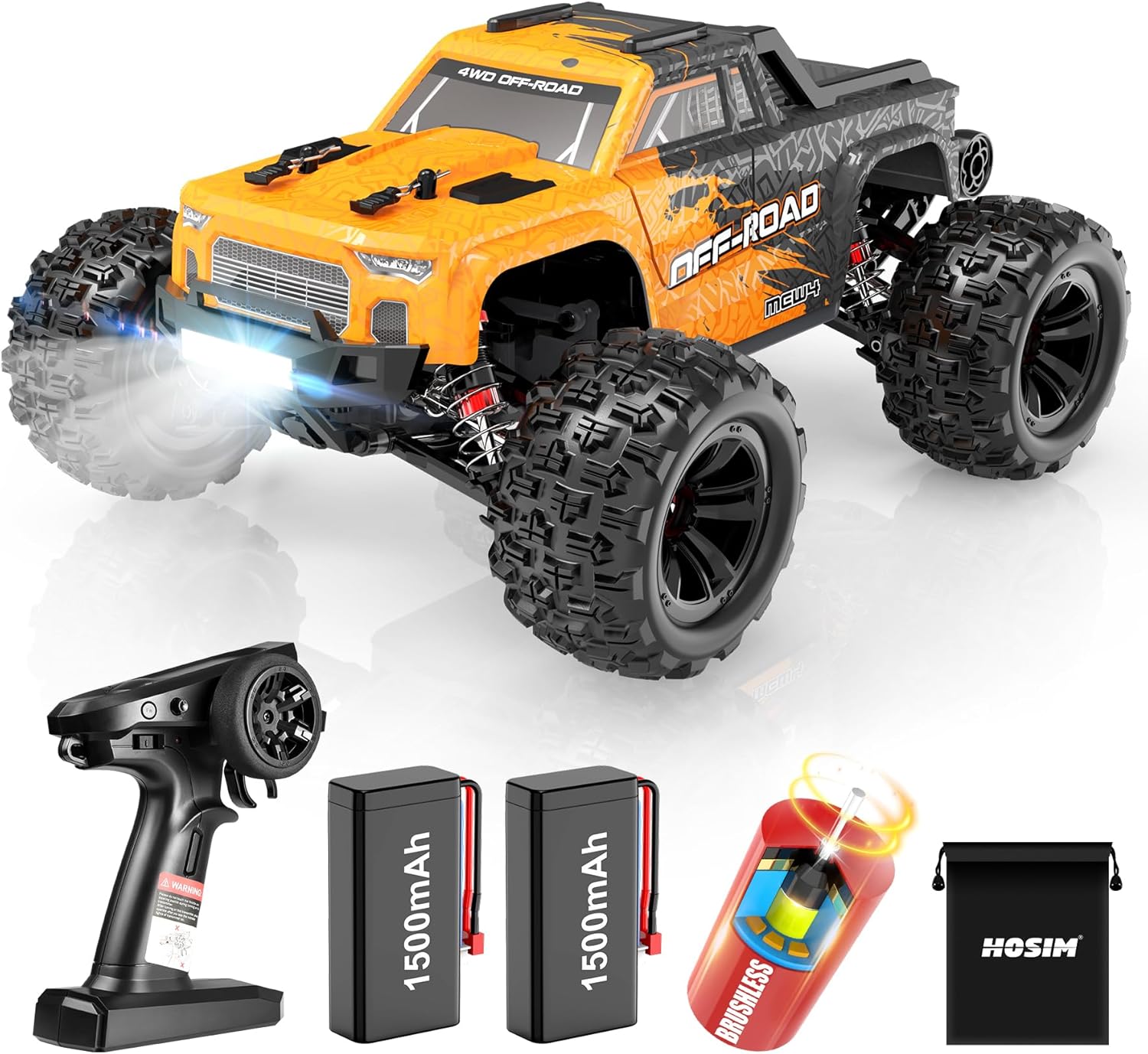 Hosim 1:16 RC Car 36+KMH, 1:16 Brushless RC Car 52+KMH High Speed 4X4 All Terrains Waterproof Off Road Hobby Grade Large Fast Racing Buggy Toy Gift Monster Trucks for Boys Kids
