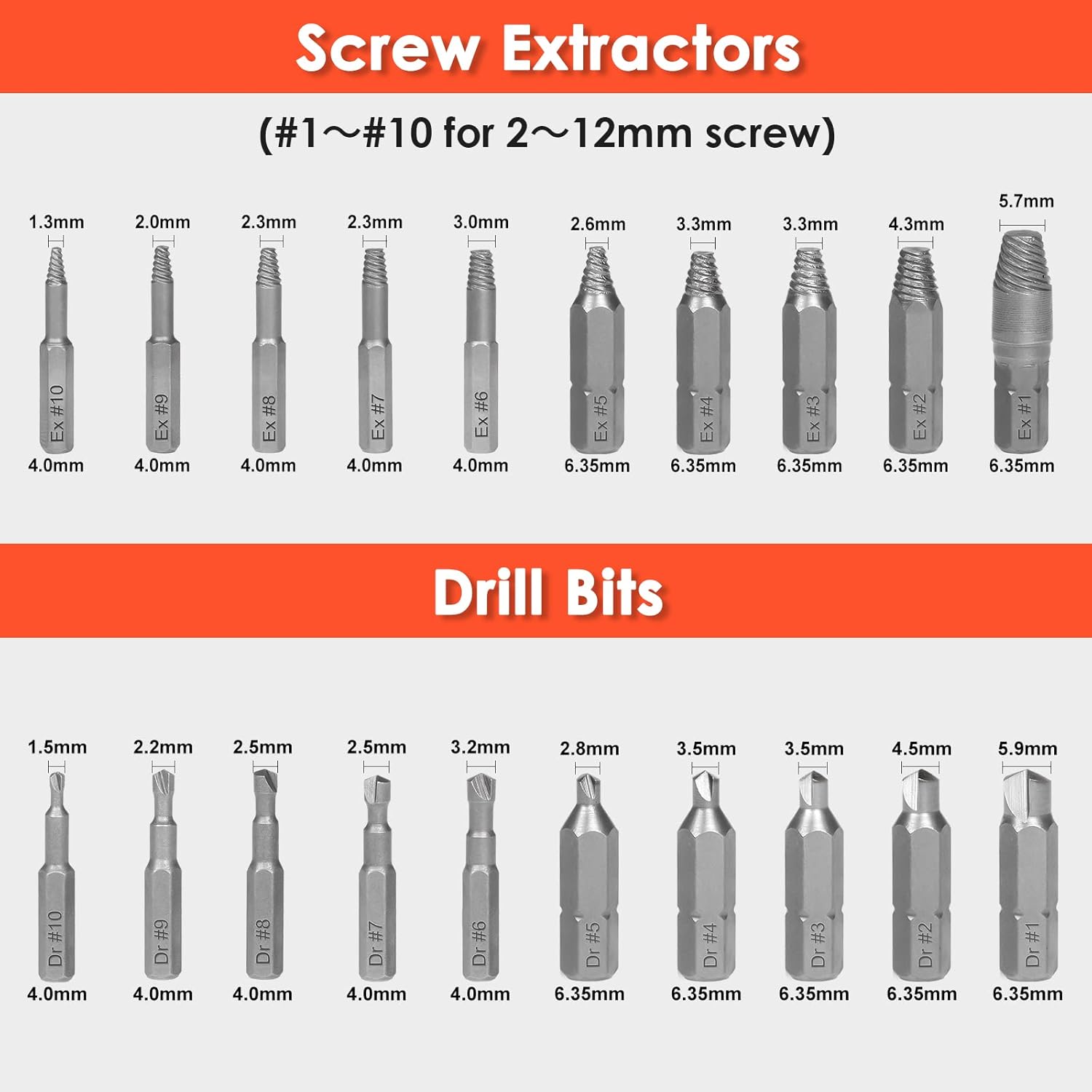 THINKWORK Damaged Screw Extractor Set & Bolt Extractor Set, HSS 6542 (68 HRC), 39-Piece Stripped Screw Remover, Lug Nut Remover for Removing Damaged, Frozen, Rusted, Rounded-Off Bolts, Nuts & Screws Pack of 2