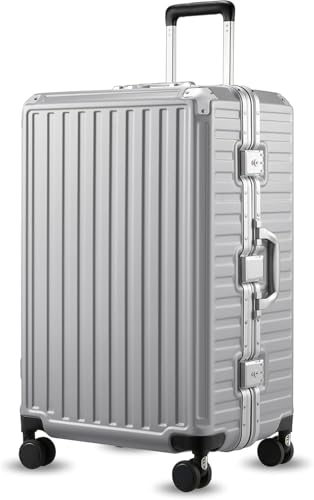 LUGGEX Aluminum Frame Luggage with Spinner Wheels, Zipperless Polycarbonate Hard Shell Carry On Luggage, 20 Inch Suitcases, Charcoal Metallic